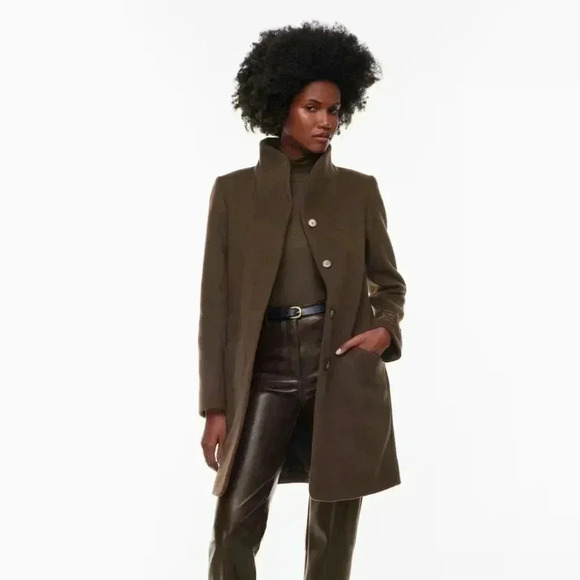 Wilfred Cocoon Coat Small Chocolate Brown Virgin Wool and Cashmere Burnt Cedar - Picture 1 of 9